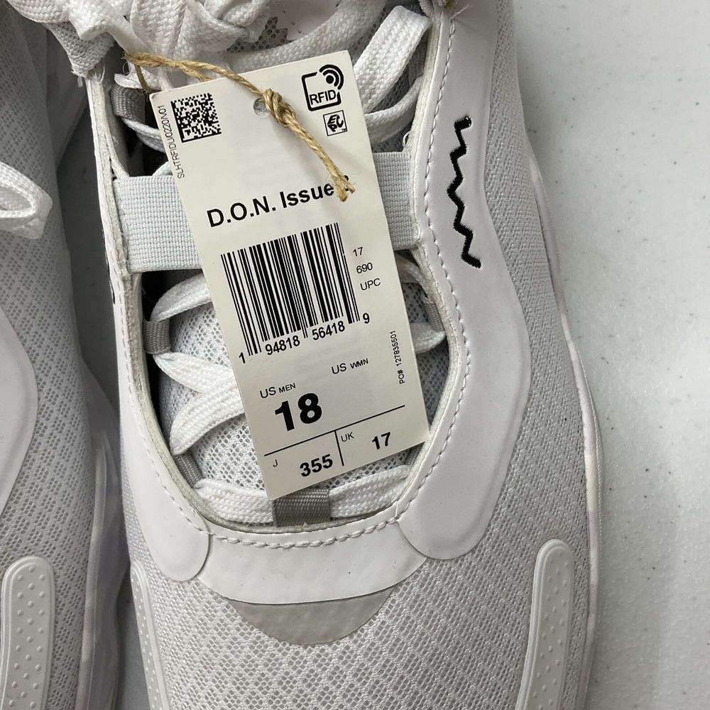 Adidas D.O.N Issue 3‎ Basketball Shoes Sneakers H67720 White Black Men Sz 18 - Picture 2 of 10
